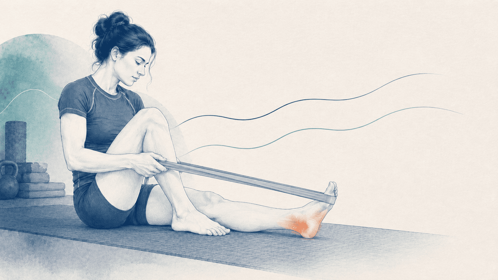 Minimal editorial imagery representing a sports injury and gradual return to activity.